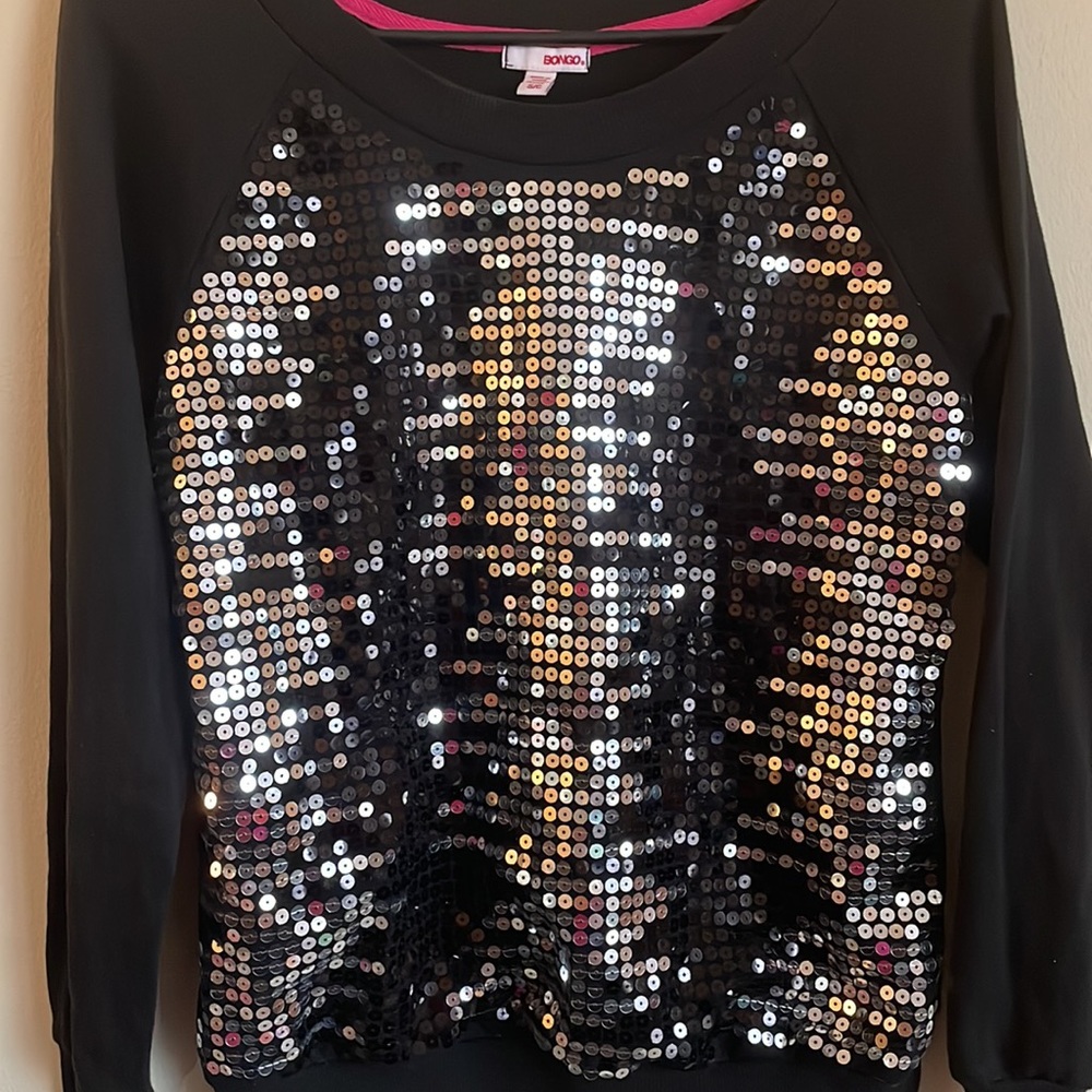 Bongo Black Sequin Party Blouse - image 2
